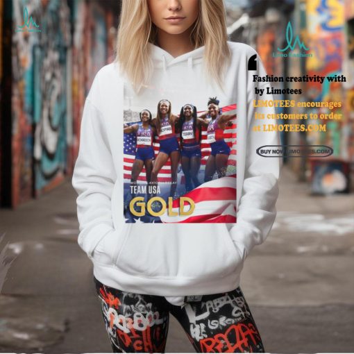 Official Team USA Gold Medal Win Women’s 4x100m Relay Paris Olympic 2024 Poster t shirt