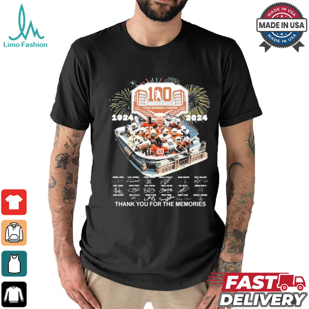 Official Texas Longhorns 1924 2024 100 Years Signatures Thank You For The Memories t shirt Official Texas Longhorns 1924 2024 100 Years Signatures Thank You For The Memories t shirt