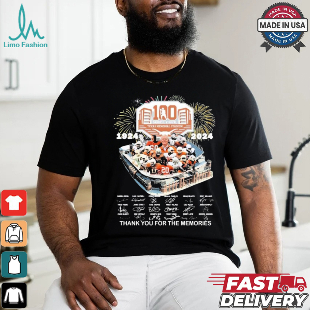 Official Texas Longhorns 1924 2024 100 Years Signatures Thank You For The Memories t shirt Official Texas Longhorns 1924 2024 100 Years Signatures Thank You For The Memories t shirt