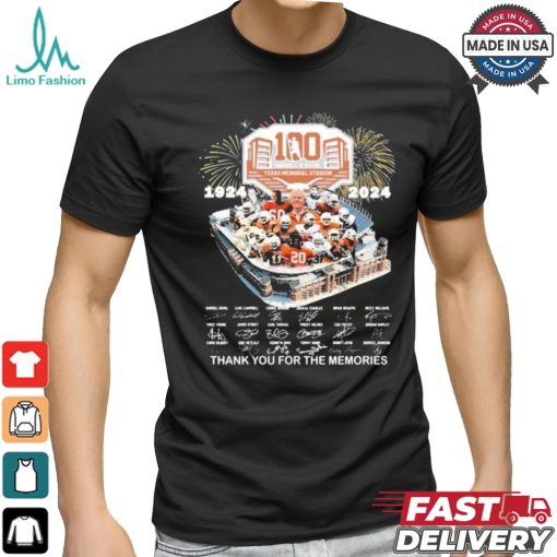 Official Texas Longhorns 1924 2024 100 Years Signatures Thank You For The Memories t shirt