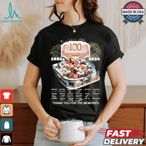 Official Texas Longhorns 1924 2024 100 Years Signatures Thank You For The Memories t shirt
