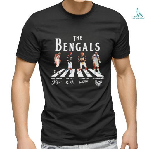 Official The Bengals Abbey Road Chad Johnson Ken Riley Ken Anderson And Anthony Munoz Signatures Shirt