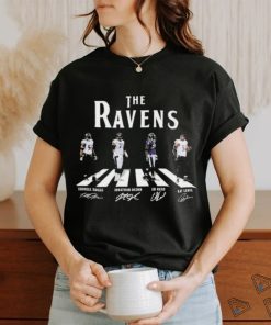Official The Ravens Abbey Road Terrell Suggs Jonathan Ogden Ed Reed And Ray Lewis Signatures Shirt