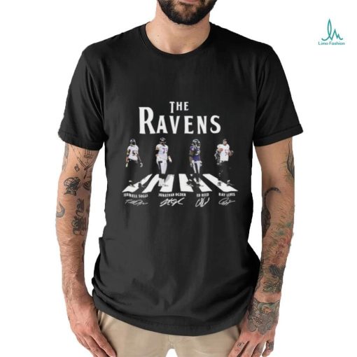 Official The Ravens Abbey Road Terrell Suggs Jonathan Ogden Ed Reed And Ray Lewis Signatures Shirt
