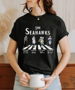 Official The Seahawks Abbey Road Bobby Wagner Walter Jones Cortez Kennedy and Steve Largent Signatures Shirt