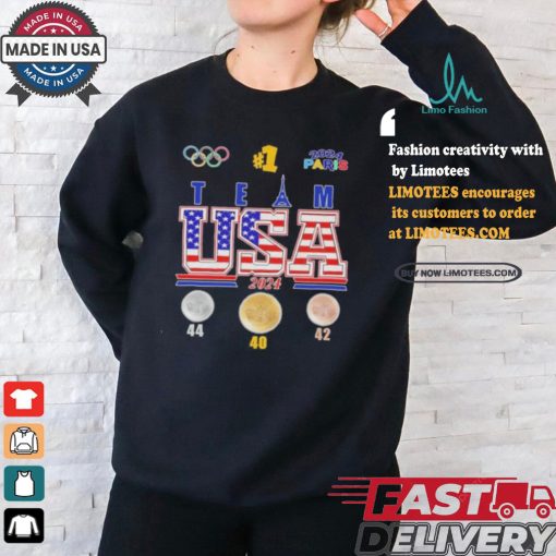 Official USA Team 2024 Olympic Paris Champions 40 Gold Medals First Place T Shirt
