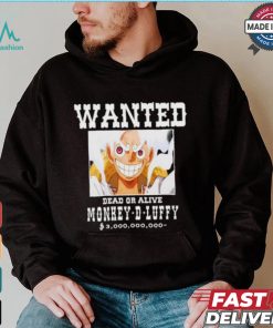 Official Wanted Dead Or Alive Monkey d luffy T shirt