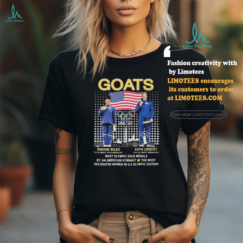 Olympic Paris Goats Katie Ledecky Simone Biles USA Gymnastics Signatures shirt Olympic Paris Goats Katie Ledecky Simone Biles USA Gymnastics Signatures shirt