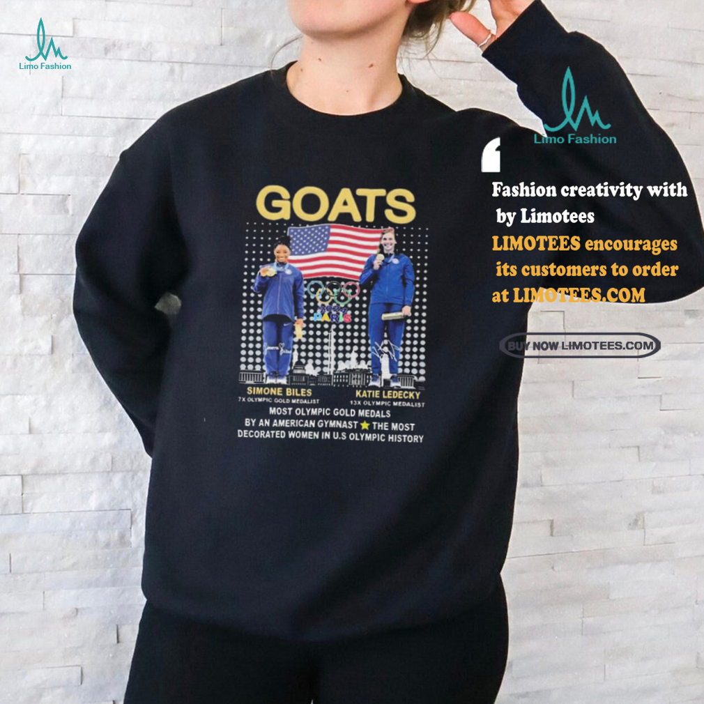 Olympic Paris Goats Katie Ledecky Simone Biles USA Gymnastics Signatures shirt Olympic Paris Goats Katie Ledecky Simone Biles USA Gymnastics Signatures shirt