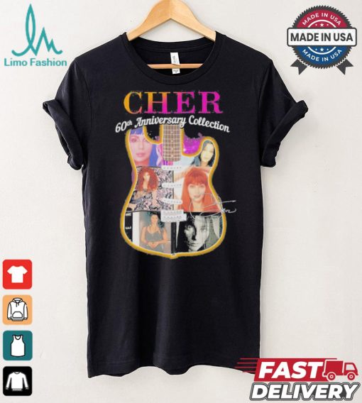 Original Cher 60th anniversary collection signatures guitar shirt