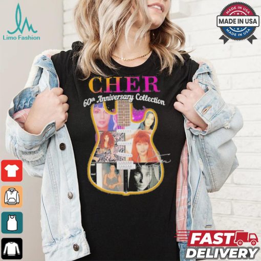 Original Cher 60th anniversary collection signatures guitar shirt