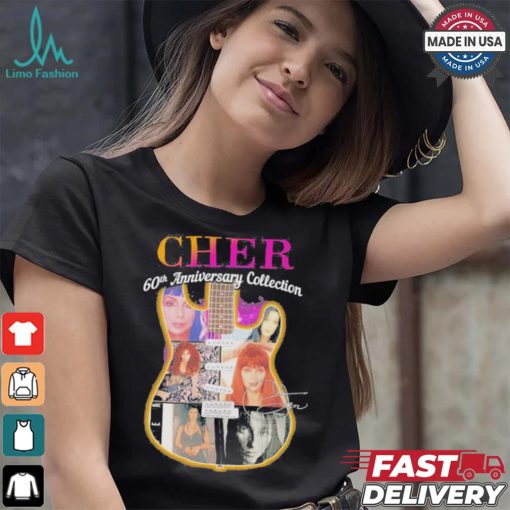 Original Cher 60th anniversary collection signatures guitar shirt