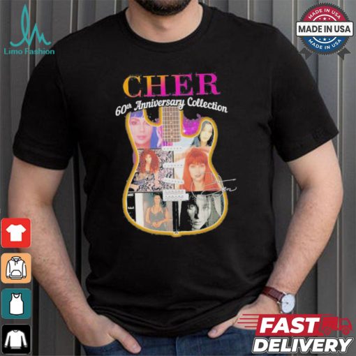 Original Cher 60th anniversary collection signatures guitar shirt