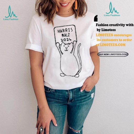 Original Small Cat and Harris Walz 2024 Sign T Shirt