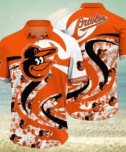 Orioles Aloha Shirt With Bold Logo Swirls And Tropical Florals