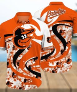 Orioles Aloha Shirt With Bold Logo Swirls And Tropical Florals