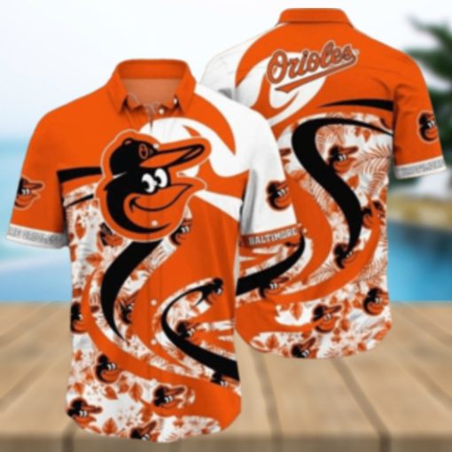 Orioles Aloha Shirt With Bold Logo Swirls And Tropical Florals