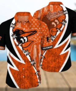 Orioles Aloha Shirt With Dynamic Swirl And Star Pattern In Team Colors