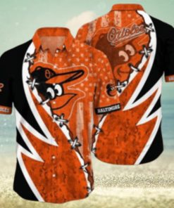 Orioles Aloha Shirt With Dynamic Swirl And Star Pattern In Team Colors