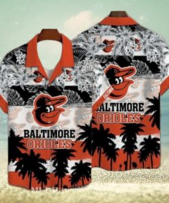 Orioles Exotic Black And White Palms Baseball Aloha Shirt