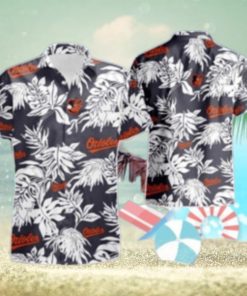 Orioles Monochrome Floral And Team Logo Casual Hawaiian Shirt