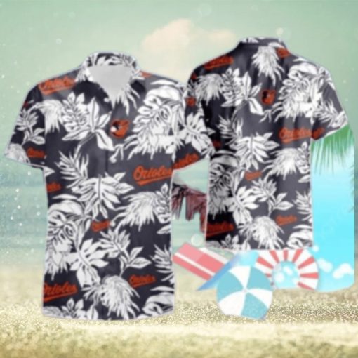 Orioles Monochrome Floral And Team Logo Casual Hawaiian Shirt