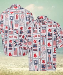 Patriotic Red Sox Fanfare Tropical Hawaiian Shirt