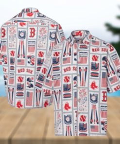 Patriotic Red Sox Fanfare Tropical Hawaiian Shirt