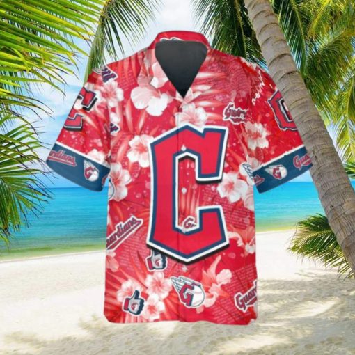 Pattern Logo Cleveland Guardians Hawaiian Shirt, Cleveland Guardians Aloha Shirt, MLB Hawaiian Shirt