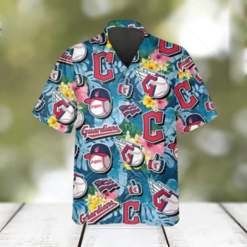 Pattern Logo Cleveland Guardians Hawaiian Shirt, MLB Hawaiian Shirt