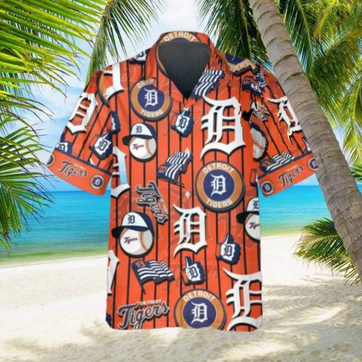 Pattern Logo Detroit Tigers Hawaiian Shirt, Detroit Tigers Aloha Shirt, MLB Hawaiian Shirt