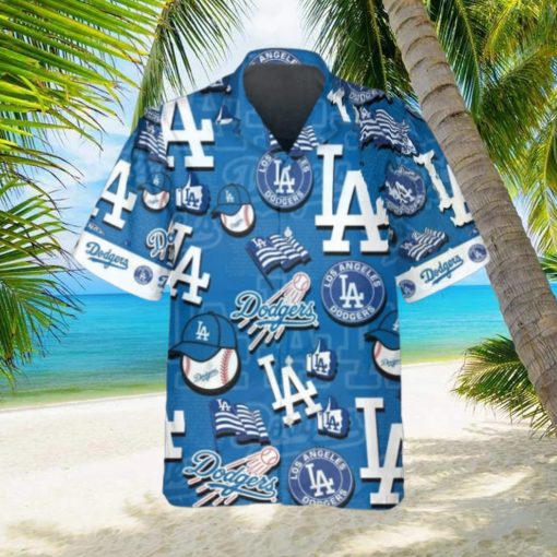 Pattern Logo Los Angeles Dodgers Hawaiian Shirt, MLB Hawaiian Shirt