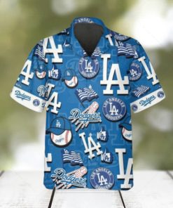 Pattern Logo Los Angeles Dodgers Hawaiian Shirt, MLB Hawaiian Shirt