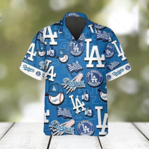 Pattern Logo Los Angeles Dodgers Hawaiian Shirt, MLB Hawaiian Shirt