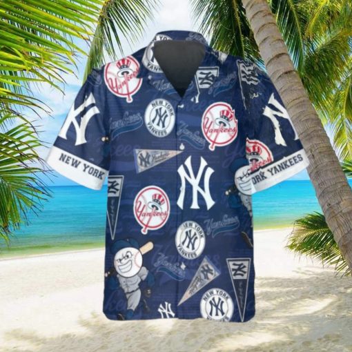 Pattern Logo New York Yankees Hawaiian Shirt, MLB Hawaiian Shirt