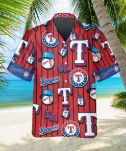 Pattern Logo Texas Rangers Hawaiian Shirt, Texas Rangers Aloha Shirt, MLB Hawaiian Shirt