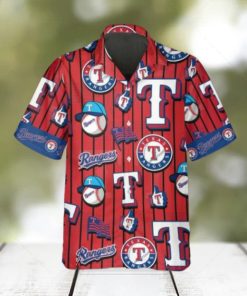 Pattern Logo Texas Rangers Hawaiian Shirt, Texas Rangers Aloha Shirt, MLB Hawaiian Shirt