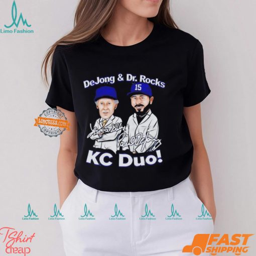 Paul DeJong and Dr. Rocks Kansas City Cartoon Signatures shirt