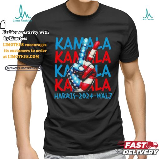 Peace Kamala Harris Tim Walz 2024 US flag shirt
