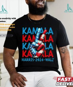 Peace Kamala Harris Tim Walz 2024 US flag shirt
