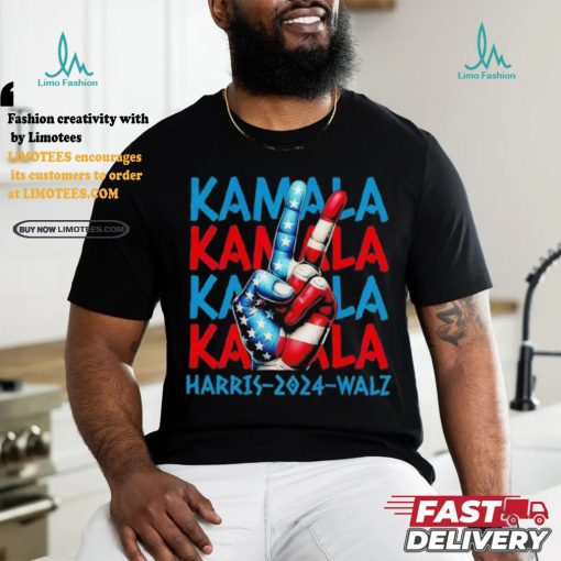 Peace Kamala Harris Tim Walz 2024 US flag shirt