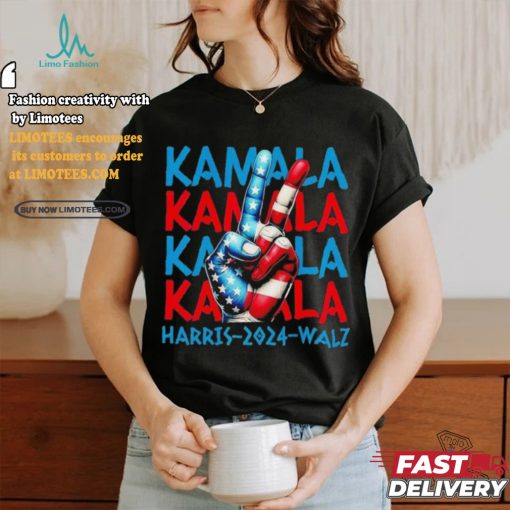 Peace Kamala Harris Tim Walz 2024 US flag shirt