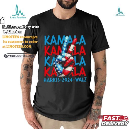 Peace Kamala Harris Tim Walz 2024 US flag shirt