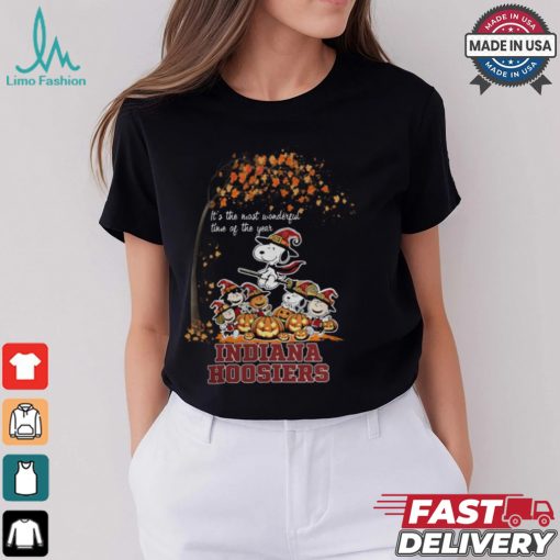 Peanuts Characters Indiana Hoosiers Halloweens It’s The Most Wonderful Time Of The Year Shirt
