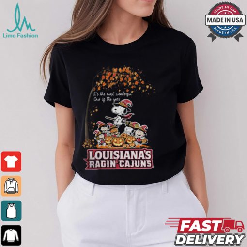 Peanuts Characters Louisiana Ragin’ Cajuns Halloweens It’s The Most Wonderful Time Of The Year Shirt