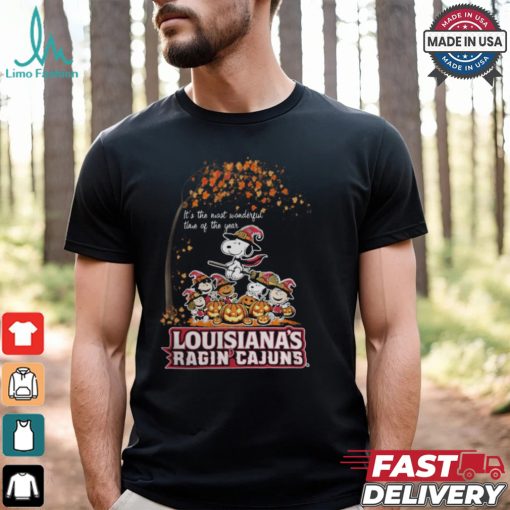 Peanuts Characters Louisiana Ragin’ Cajuns Halloweens It’s The Most Wonderful Time Of The Year Shirt