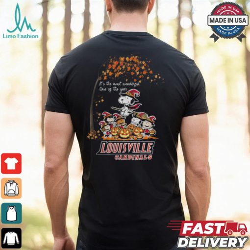 Peanuts Characters Louisville Cardinals Halloweens It’s The Most Wonderful Time Of The Year Shirt