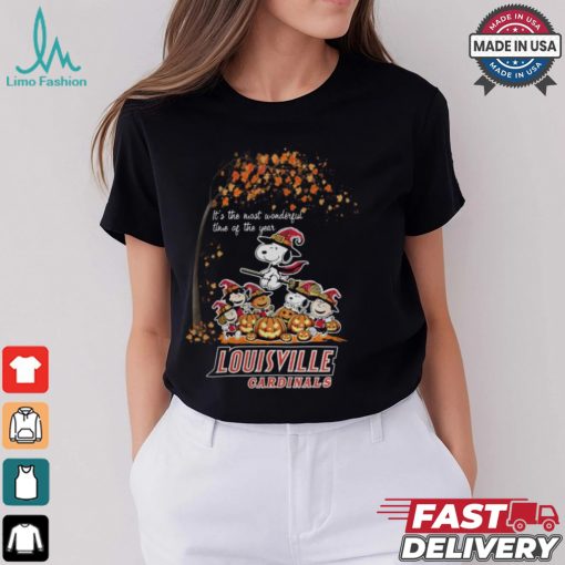 Peanuts Characters Louisville Cardinals Halloweens It’s The Most Wonderful Time Of The Year Shirt