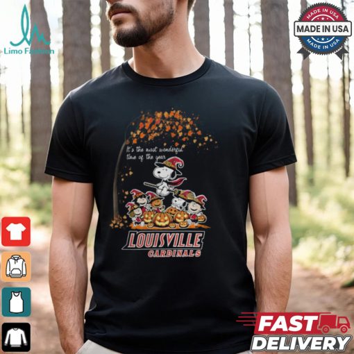 Peanuts Characters Louisville Cardinals Halloweens It’s The Most Wonderful Time Of The Year Shirt