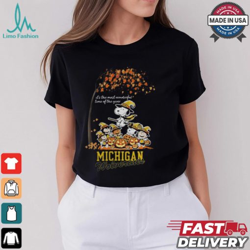 Peanuts Characters Michigan Wolverines Halloweens It’s The Most Wonderful Time Of The Year Shirt